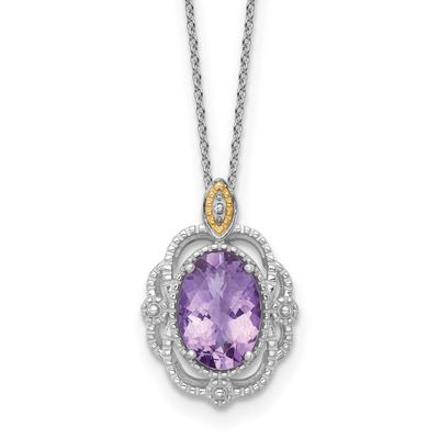 Shey Couture with 14k Accent Oval Amethyst 18 inch with 2 inch Extension Vintage Necklace Sterling