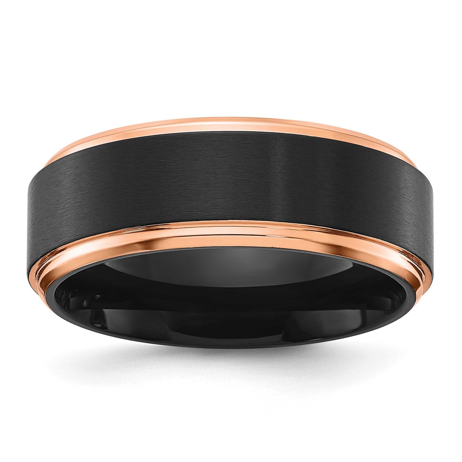 Brushed Center Black and Rose IP-plated 8mm Band Titanium, TB519-8, 196904299388