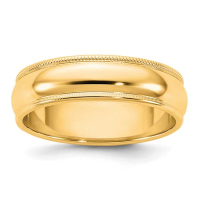 5.5mm Milgrain Half Round Band 14k Gold, M055-5.5,