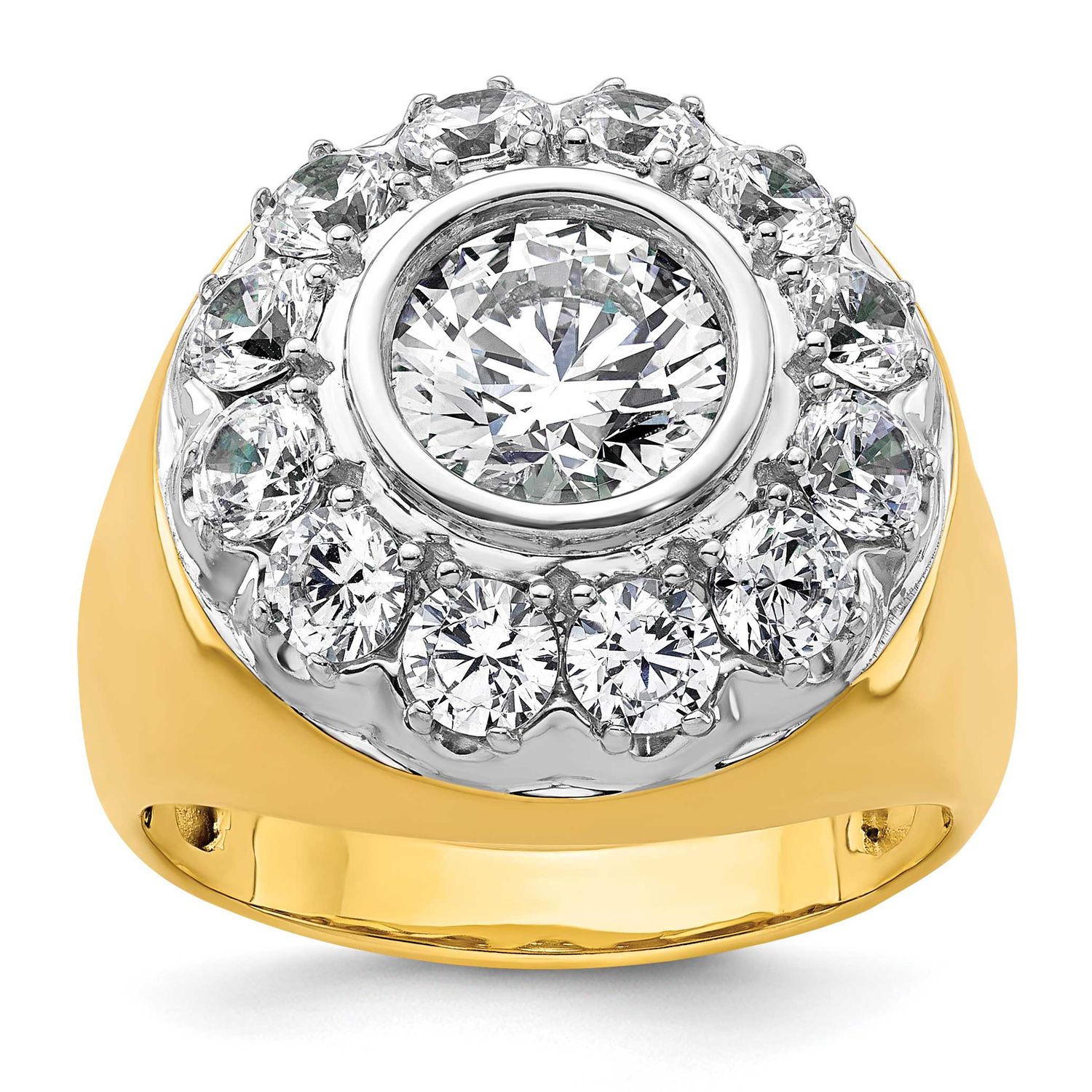 IBGoodman Men&#39;s Polished Semi-Mount Lab Grown VS/SI FGH Diamond Ring 14k Two-tone Gold, B220041-4YW