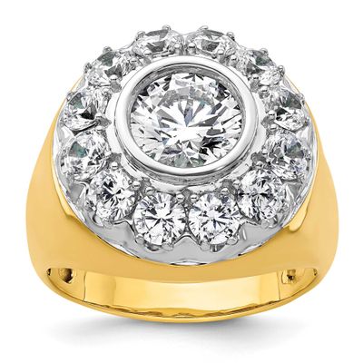 IBGoodman Men&#39;s Polished Semi-Mount Lab Grown VS/SI FGH Diamond Ring 14k Two-tone Gold, B220041-4YW