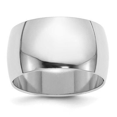 12mm Half-Round Ring Sterling Silver Rhodium-plated, QWH120RH-5.5,