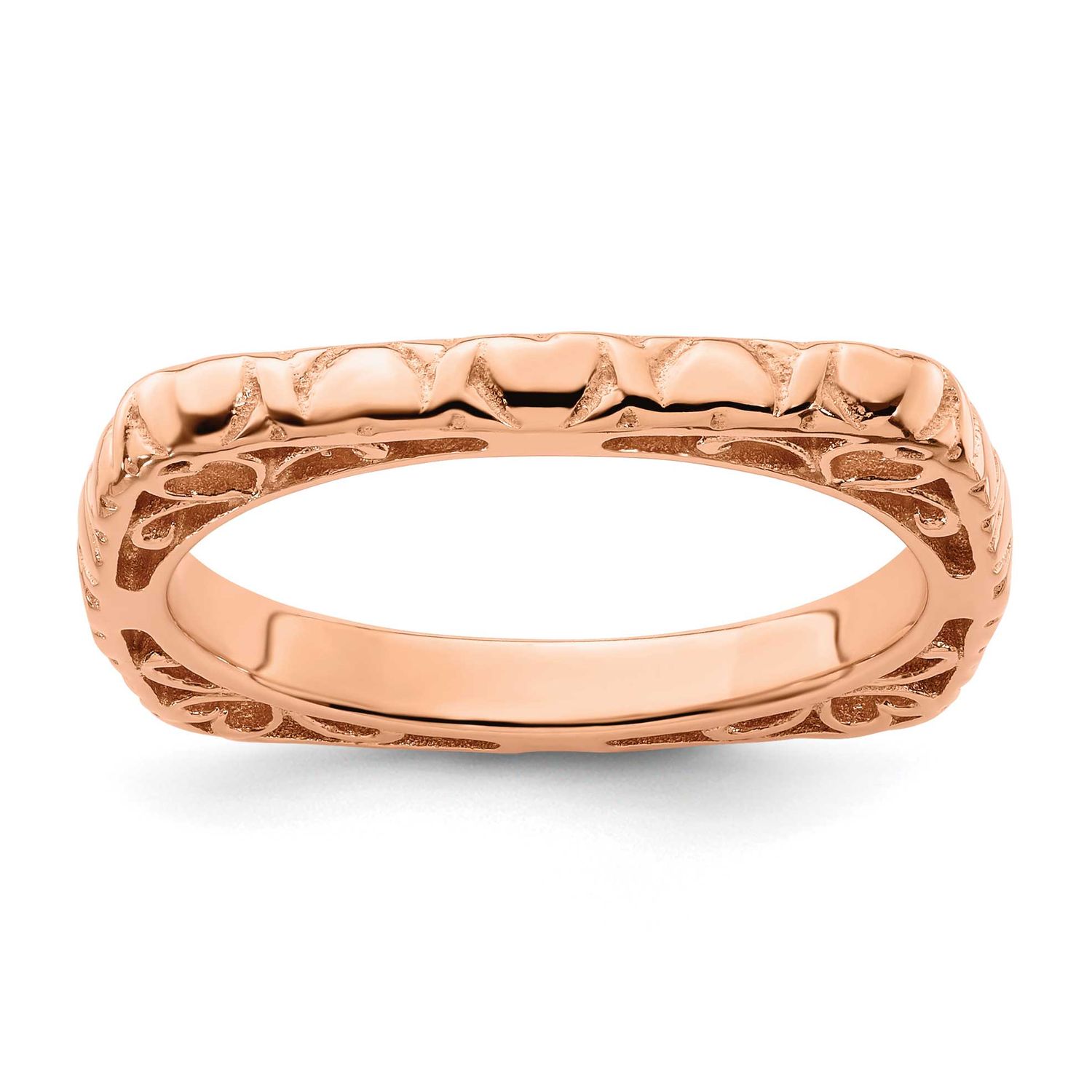 Pink-plated Square Ring Sterling Silver Polished, QSK761-5, 886774224633