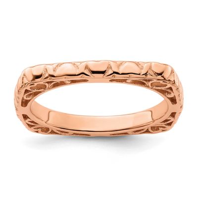 Pink-plated Square Ring Sterling Silver Polished, QSK761-5, 886774224633