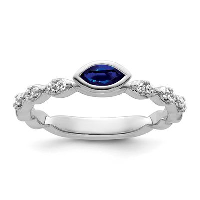 Cr.Sapphire and Diamond Ring 14k White Gold, SK2127-5, 196904275337