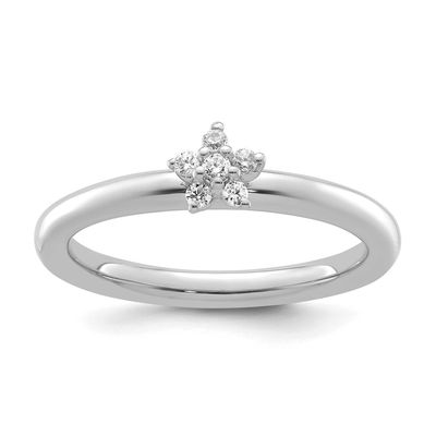 Diamond Star Ring 14k White Gold, SK2196-5, 196904274132