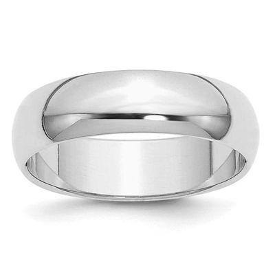 6mm Half-Round Band Sterling Silver Rhodium-plated, QWH060RH-11, 883957352374