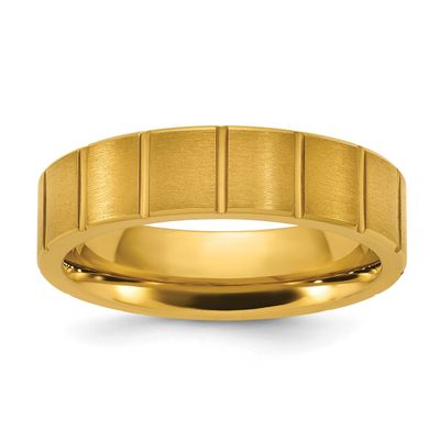 Yellow IP-plated Grooved 6mm Band Titanium Polished, TB542-12.5, 196904296493