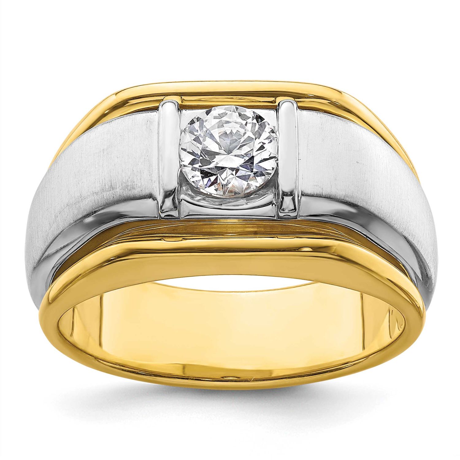 IBGoodman Men&#39;s Polished and Satin Complete Lab Grown VS/SI FG Ring 14k Two-tone Gold, B220076-4YWL