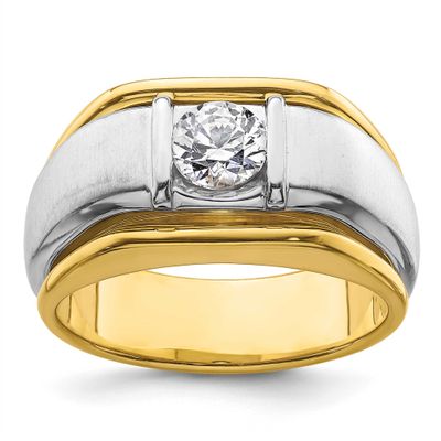 IBGoodman Men&#39;s Polished and Satin Complete Lab Grown VS/SI FG Ring 14k Two-tone Gold, B220076-4YWL