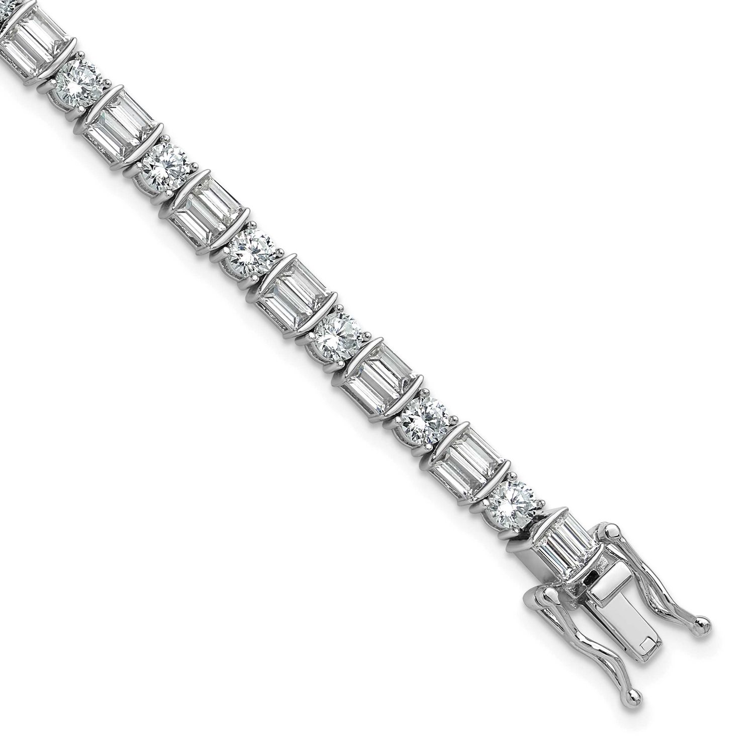 CZ 59 Stone 7.25 inch Bracelet Sterling Silver Rhodium-plated, QSH124-7.25, 196904313916