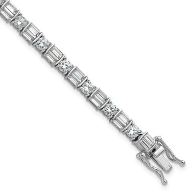 CZ 59 Stone 7.25 inch Bracelet Sterling Silver Rhodium-plated, QSH124-7.25, 196904313916