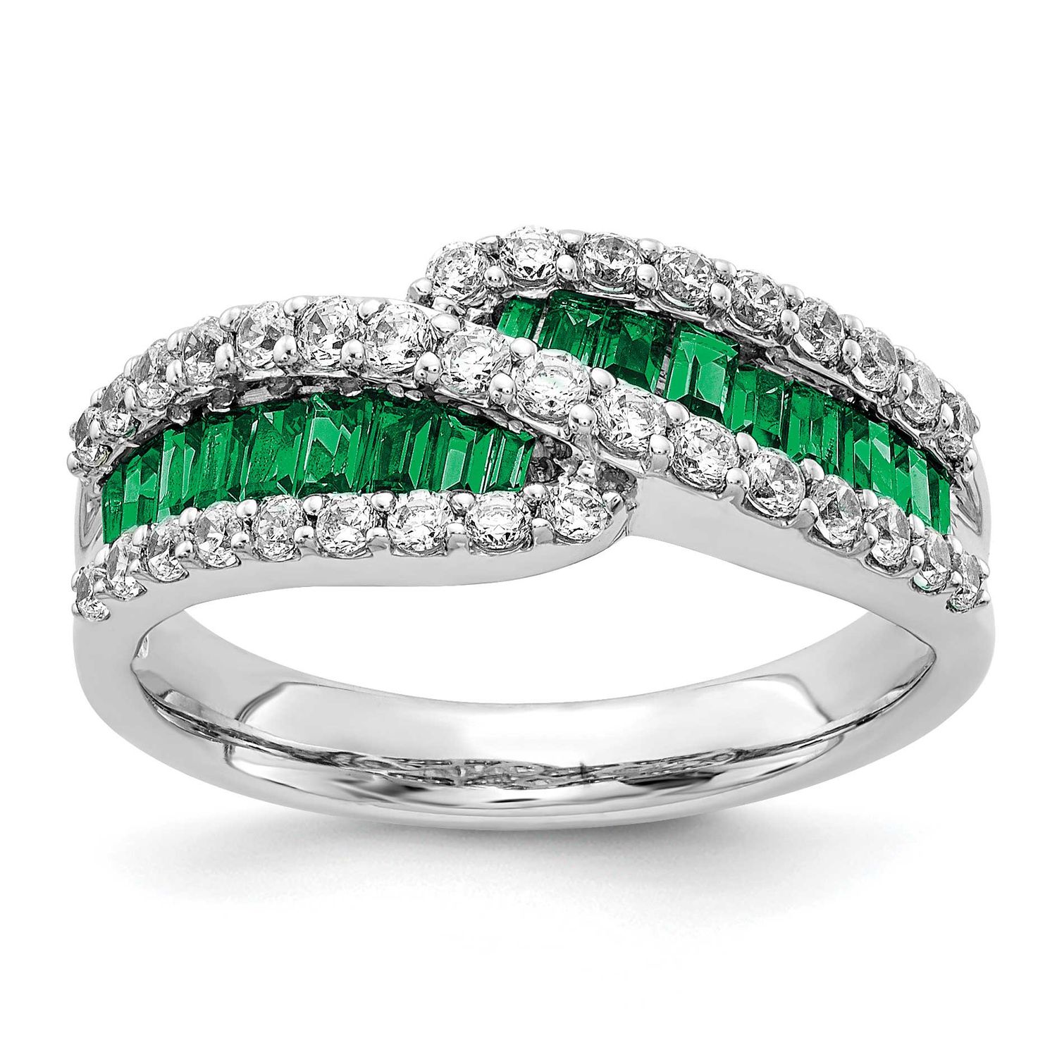 Emerald Diamond Ring 14k White Gold, RM5743-EM-062-WA, 883957825090