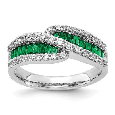 Emerald Diamond Ring 14k White Gold, RM5743-EM-062-WA, 883957825090