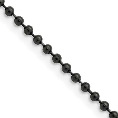 Black IP-plated 2.4mm 18 inch Ball Chain Stainless Steel Polished, SRN668BP-18, 886774994703