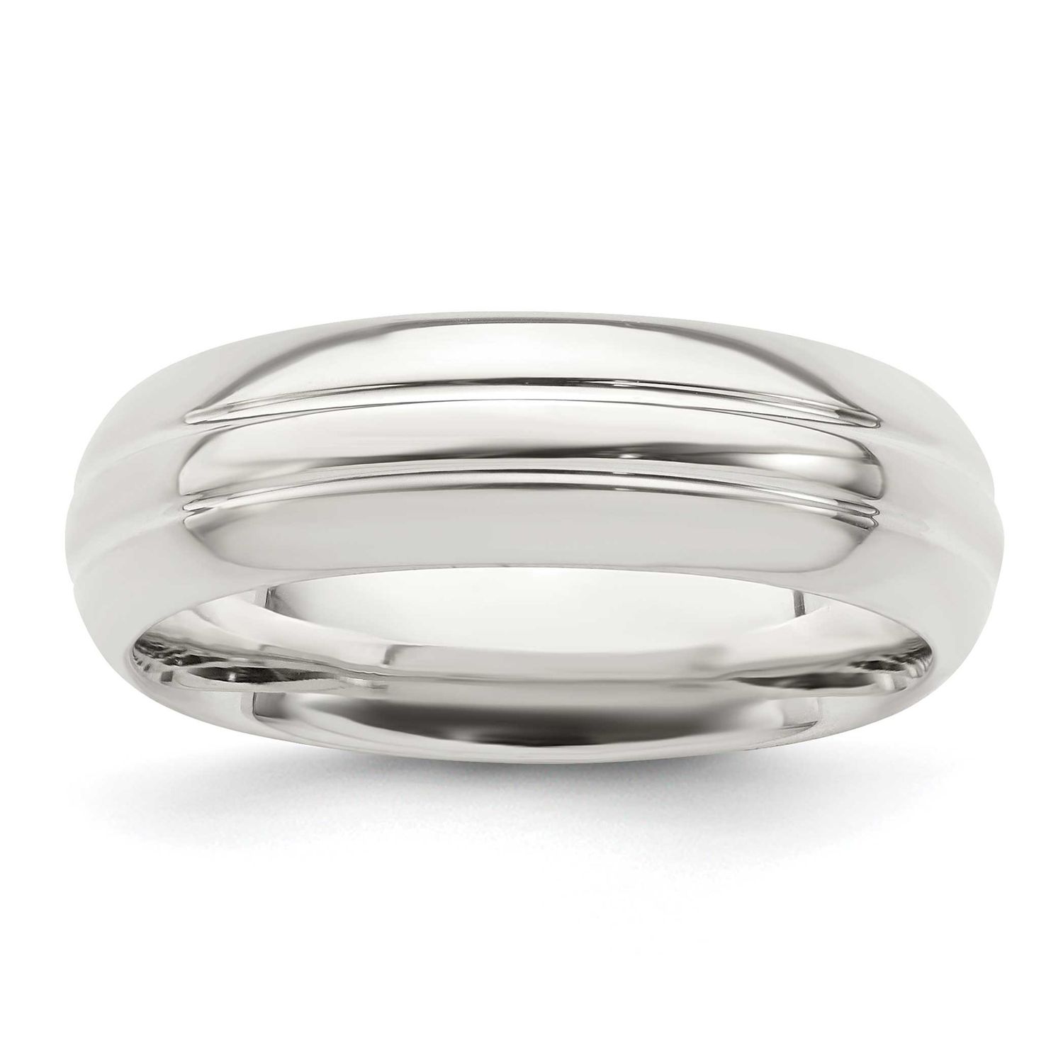 6mm Polished Domed Grooved Fancy Band Sterling Silver, QWB104-13.5, 886774332918