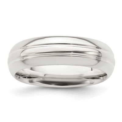 6mm Polished Domed Grooved Fancy Band Sterling Silver, QWB104-13.5, 886774332918