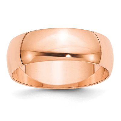 7mm Half Round Band 14k Rose Gold, RHRL070-7,