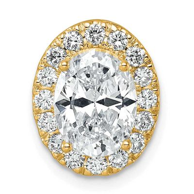 Lab Grown VS/SI FGH Diamond Oval Halo Complete Pendant 14k Gold, PM10287-200-CLG,