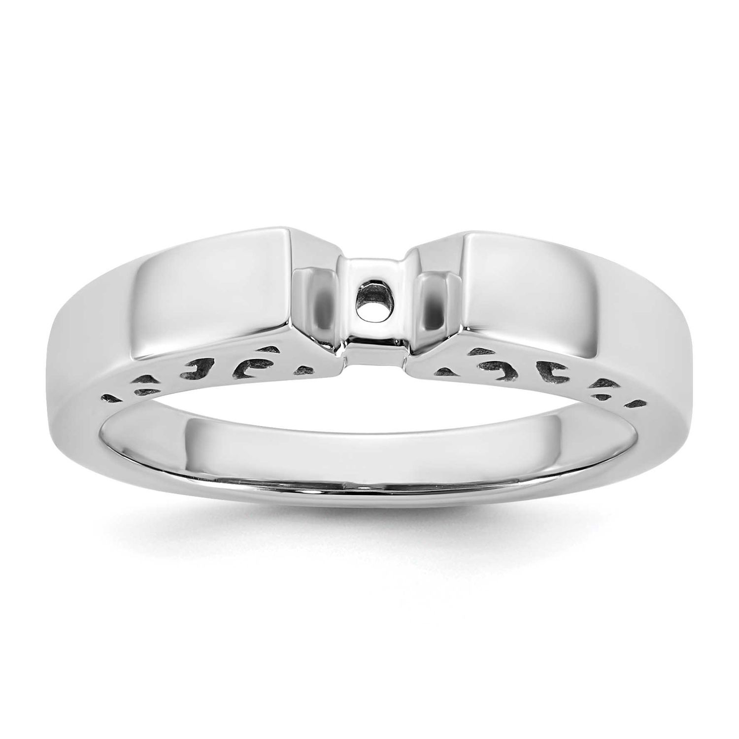 Peg Set Filigree Solitaire Engagement Ring Mounting 14k White Gold, RM1987E-W,