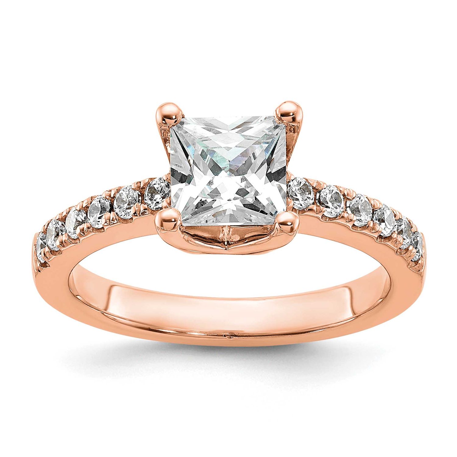 True Origin 3/8 carat Lab Grown Diamond VS D E F Semi Mount Princess Engagement Ring 14k Rose Gold,
