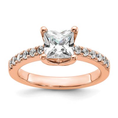True Origin 3/8 carat Lab Grown Diamond VS D E F Semi Mount Princess Engagement Ring 14k Rose Gold,