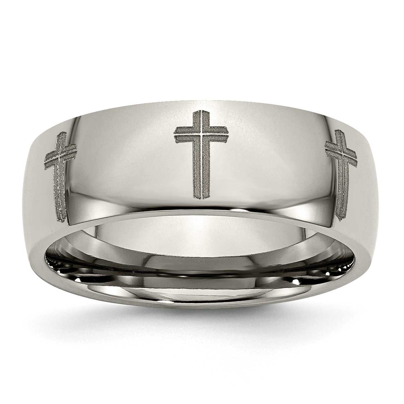 Cross Laser Design 8mm Band Titanium Polished, TB2D-9.5, 886774057194