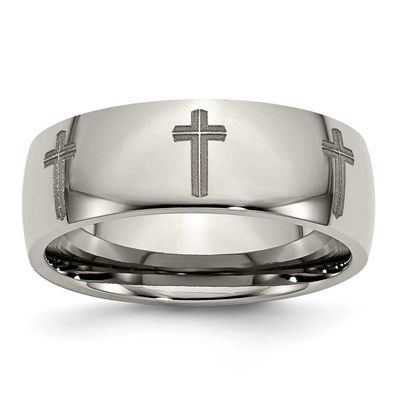 Cross Laser Design 8mm Band Titanium Polished, TB2D-9.5, 886774057194