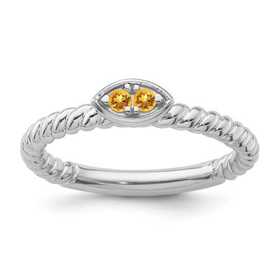 Citrine Twisted Ring 14k White Gold, SK2141-8, 196904274743