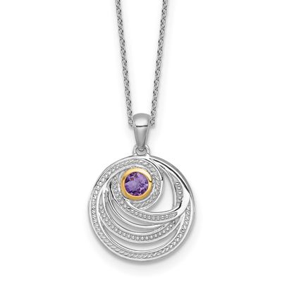 Shey Couture with 14k Accent Round Amethyst Swirl Circle 18 inch with 2 inch Extension Necklace Ste