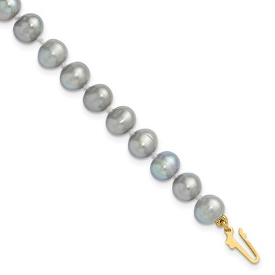 6-7mm Grey Near Round Freshwater Cultured Pearl 7.5 inch Bracelet 14k Gold, XF817-7.5,