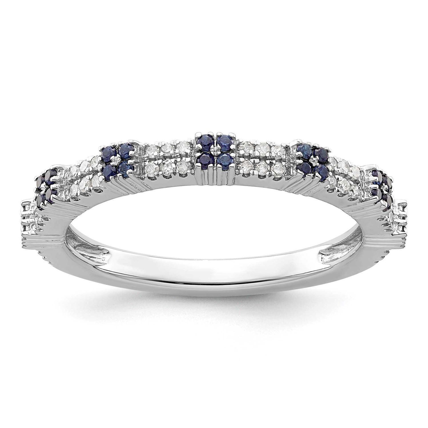Created Sapphire &amp; Diamond Ring Sterling Silver, QSK2156-7, 191101212758