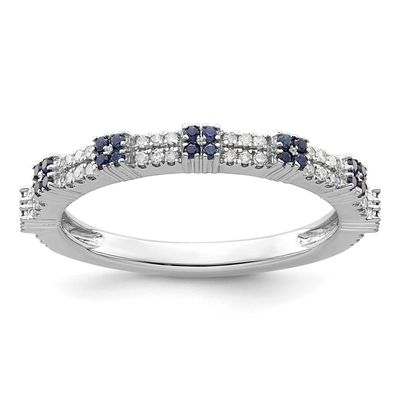 Created Sapphire &amp; Diamond Ring Sterling Silver, QSK2156-7, 191101212758