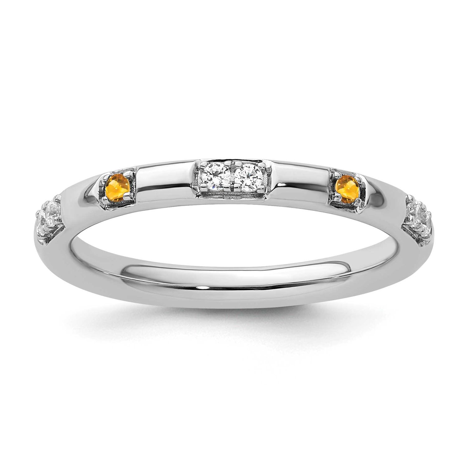 Citrine and Diamond Ring 14k White Gold, SK2175-6,