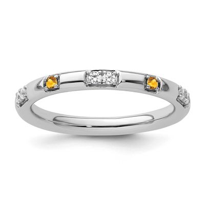Citrine and Diamond Ring 14k White Gold, SK2175-6,