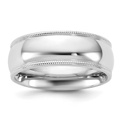 7mm Milgrain Comfort Fit Band 14k White Gold, WMC070-4,