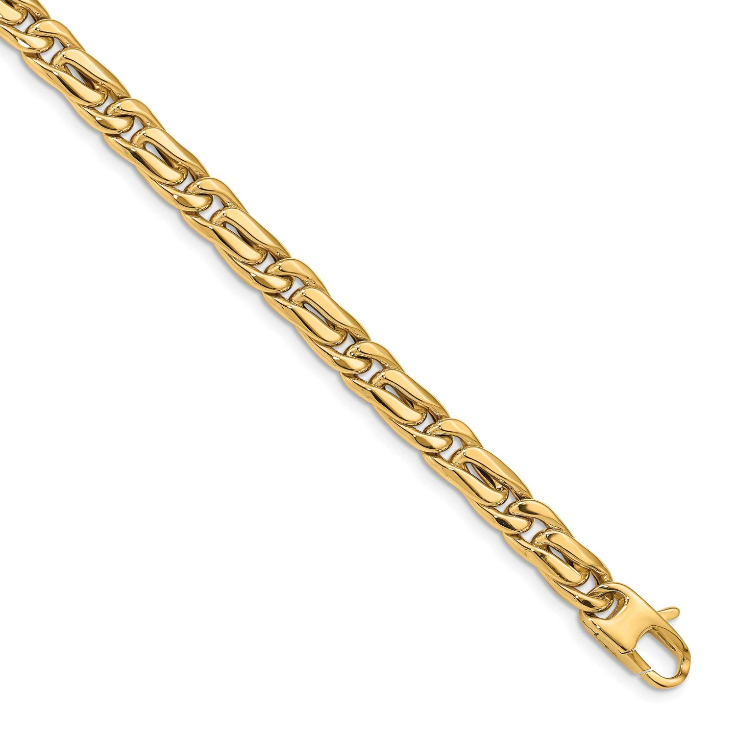 Men&#39;s Polished Link Bracelet 14k Gold, LF1328-8.5, 191101978944