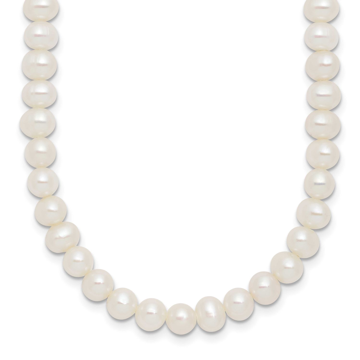 6-7mm White Semi-Round Freshwater Cultured Pearl 14 inch with 2 inch Extension Choker Sterling Silv