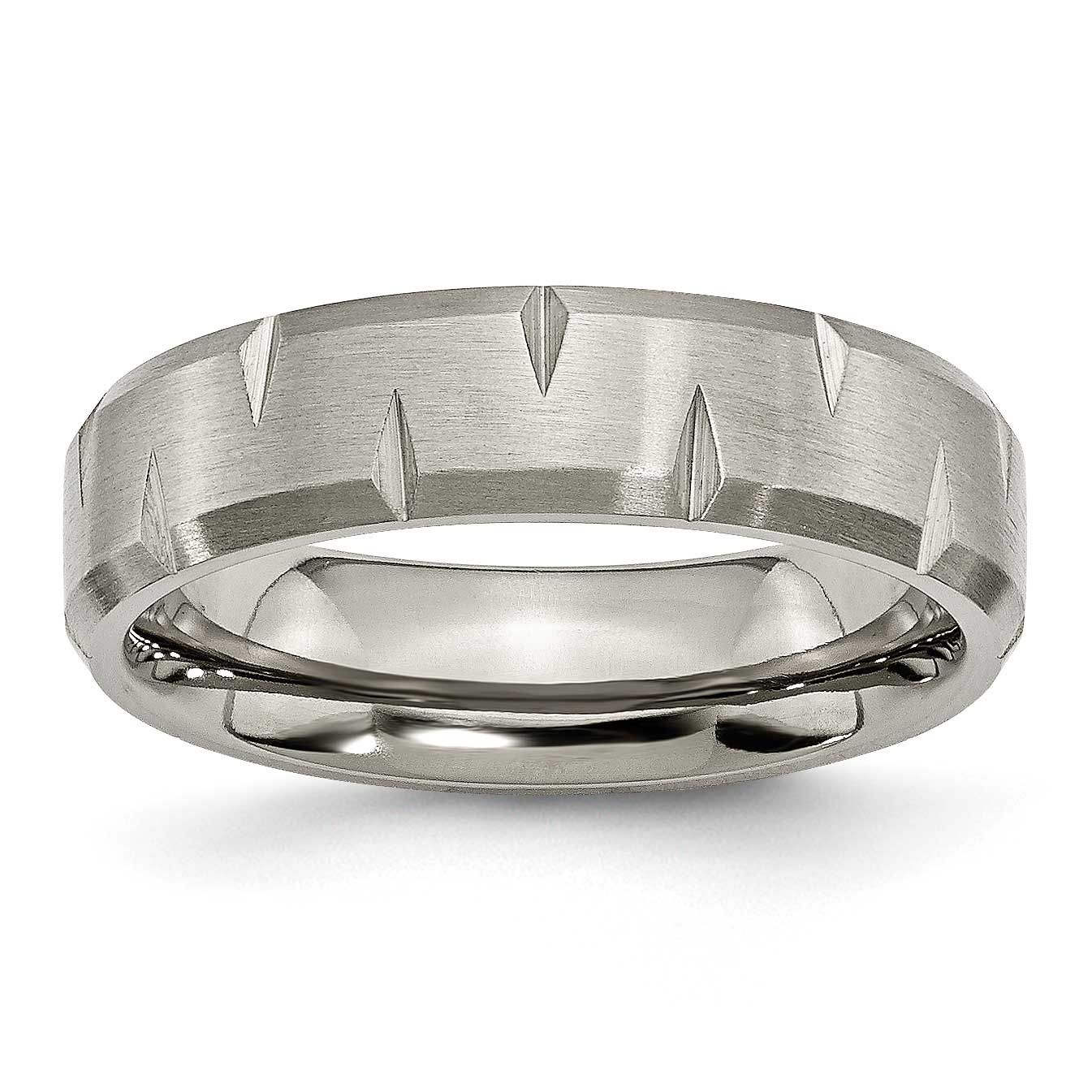 6mm Beveled Edge Notched Band Titanium Brushed, TB234-7.5, 883957801766