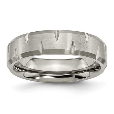 6mm Beveled Edge Notched Band Titanium Brushed, TB234-7.5, 883957801766