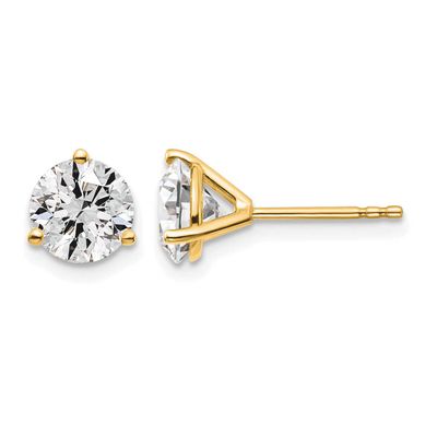 1 3/8 carat total weight Round VS/SI DEF Lab Grown Diamond 3 Prong Stud Post Earrings 14k Gold, EM1