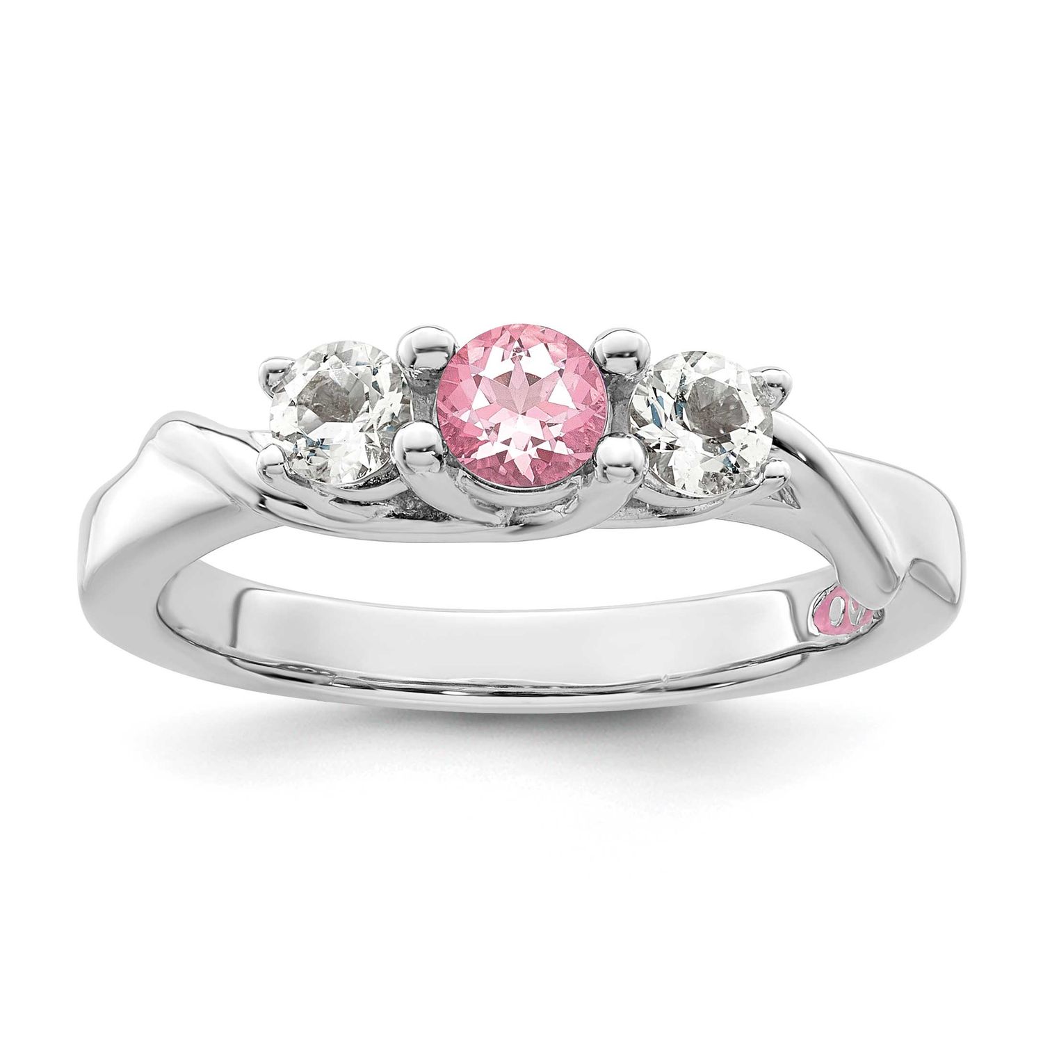 Survivor Collection White and Pink Topaz Joanna Ring Sterling Silver Rhodium-plated, SV240SS-8, 886