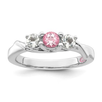 Survivor Collection White and Pink Topaz Joanna Ring Sterling Silver Rhodium-plated, SV240SS-8, 886