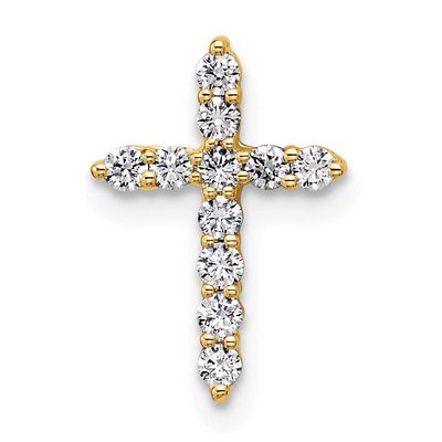 Lab Grown Diamond VSSI FGH Cross Pendant 14k Gold, PM10445-LG,