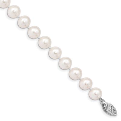 7-8mm White Near Round Freshwater Cultured Pearl 8.25 inch Bracelet 14k White Gold, WPN070W-8.25,