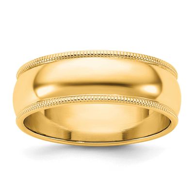 6.5mm Milgrain Half Round Band 10k Gold, 1M065-4.5,