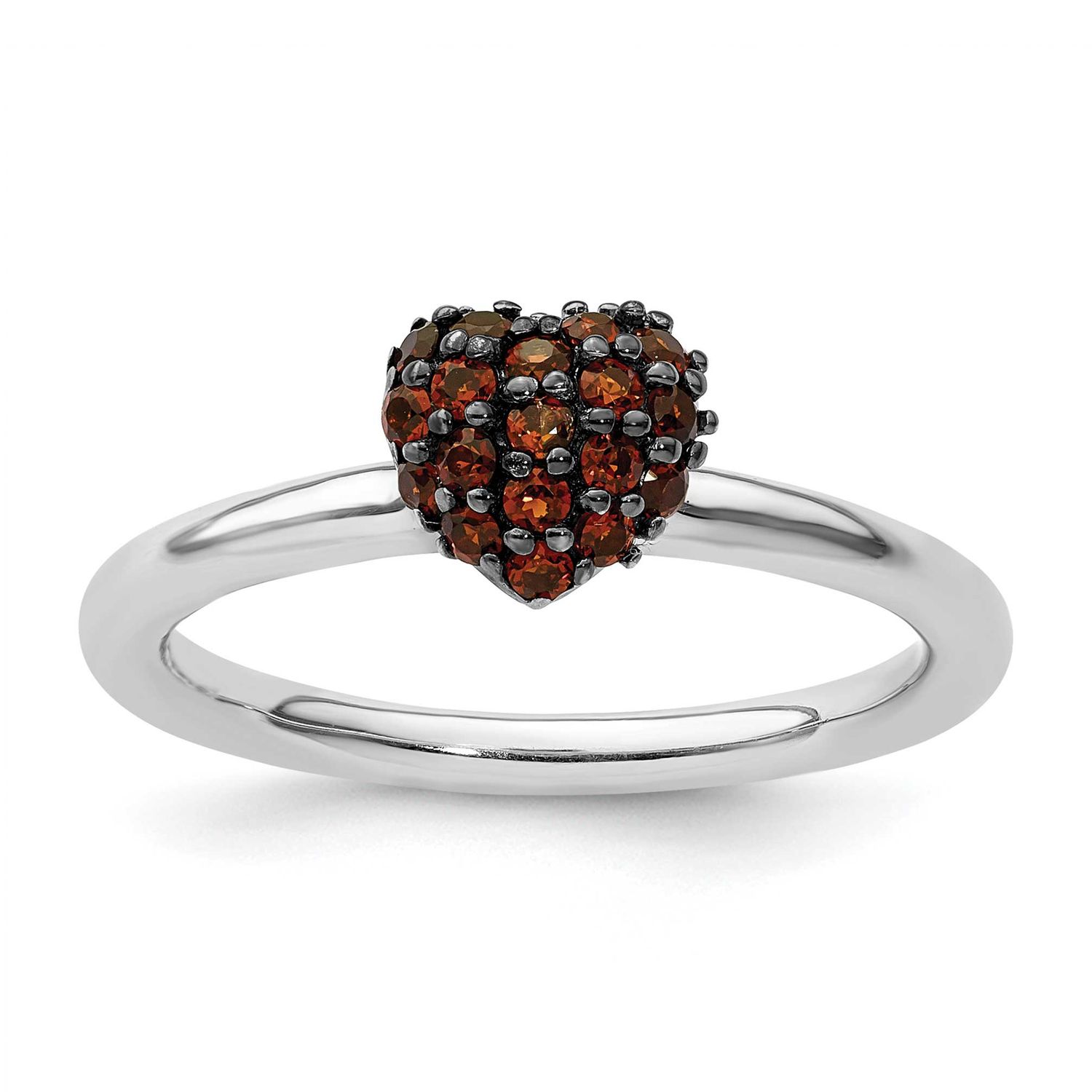 Garnet Heart Ring Sterling Silver, QSK1826-7, 886774374895