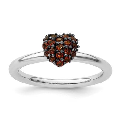 Garnet Heart Ring Sterling Silver, QSK1826-7, 886774374895