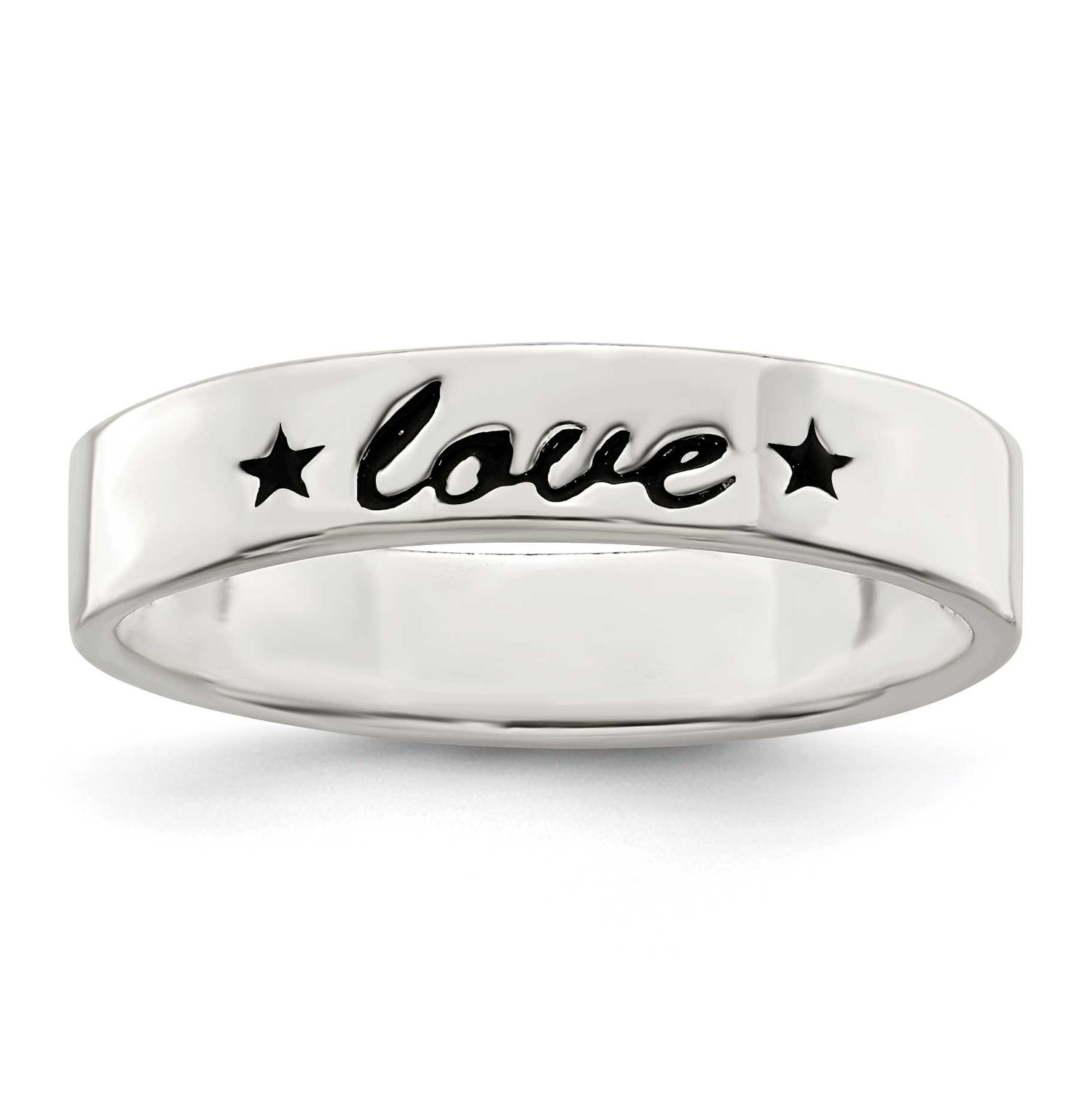 Antiqued &amp; Polished Love Ring Sterling Silver, QR2696-7, 883957547787