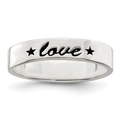 Antiqued &amp; Polished Love Ring Sterling Silver, QR2696-7, 883957547787